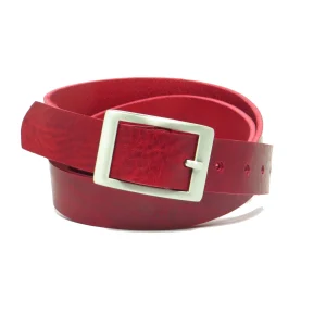 Ledergürtel 3 cm breit rot Rindsleder
