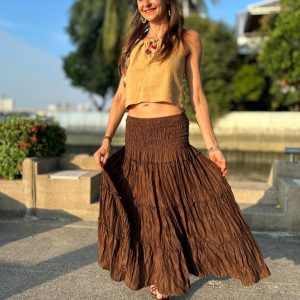 Langer Boho Stufenrock LIANA | Braun