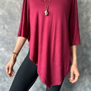 Leichtes Poncho Shirt YARA | Weinrot