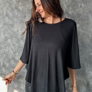Leichtes Poncho Shirt YARA | Schwarz